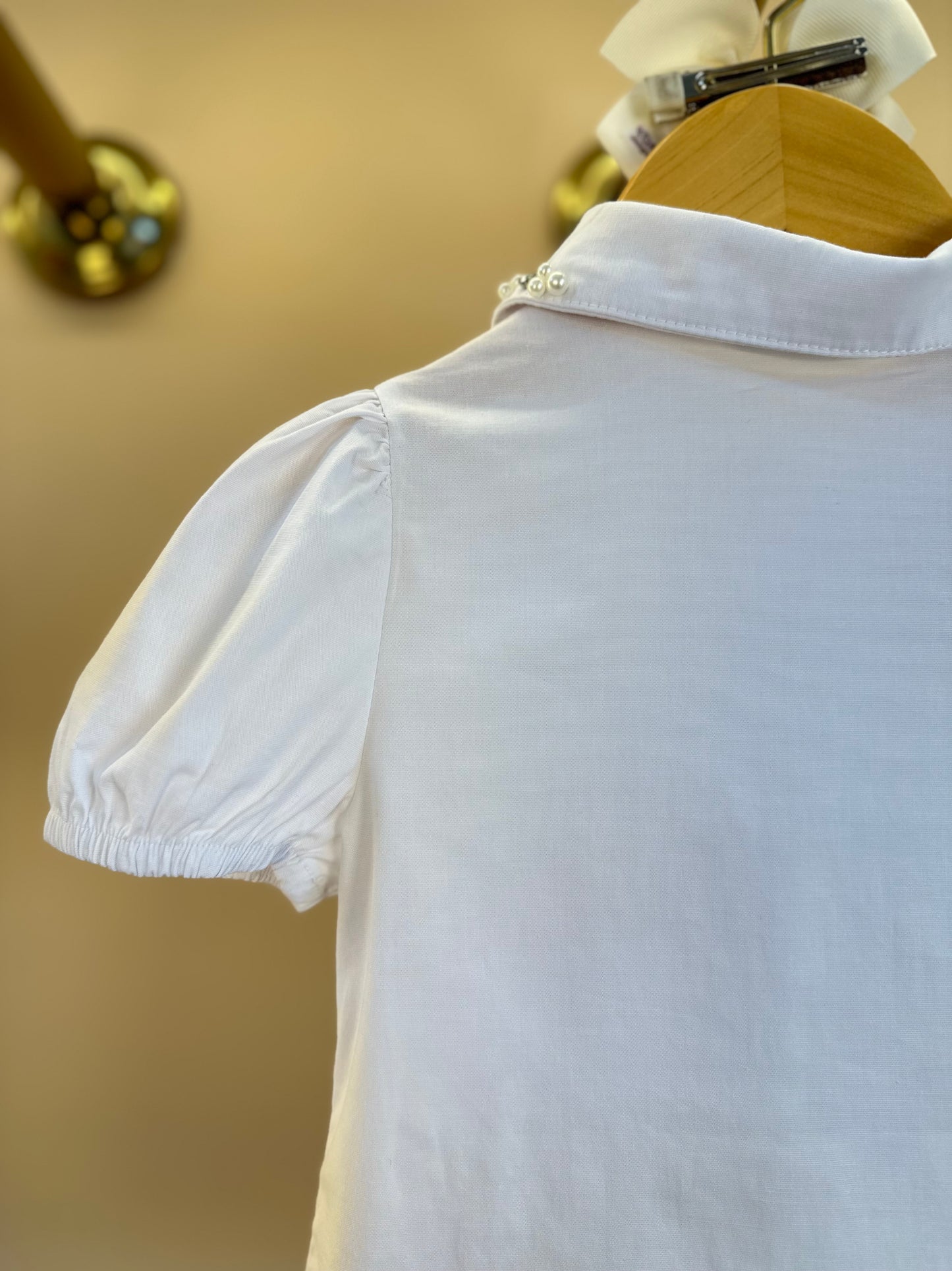 Camisa Infantil Algodão Gola Cristais Branca - Gabriela Aquarela