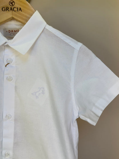 Camisa Infantil MC Oxfordine Branco - Dame