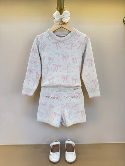 Blusa Infantil Tricot Jacquard Multi-laços Ninive - Pituchinhus