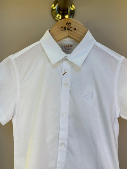 Camisa Infantil MC Oxfordine Branco - Dame