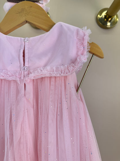 Vestido Infantil Em Tule Laço Maxxi Rosa - Petit Cherie