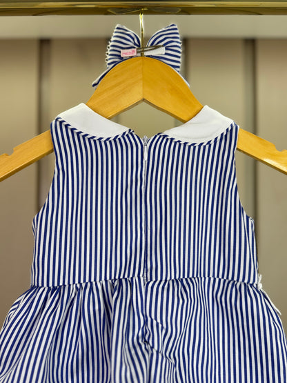 Vestido Bebê Marinheira Golinha, Lacinhos e Aplicações - Roana