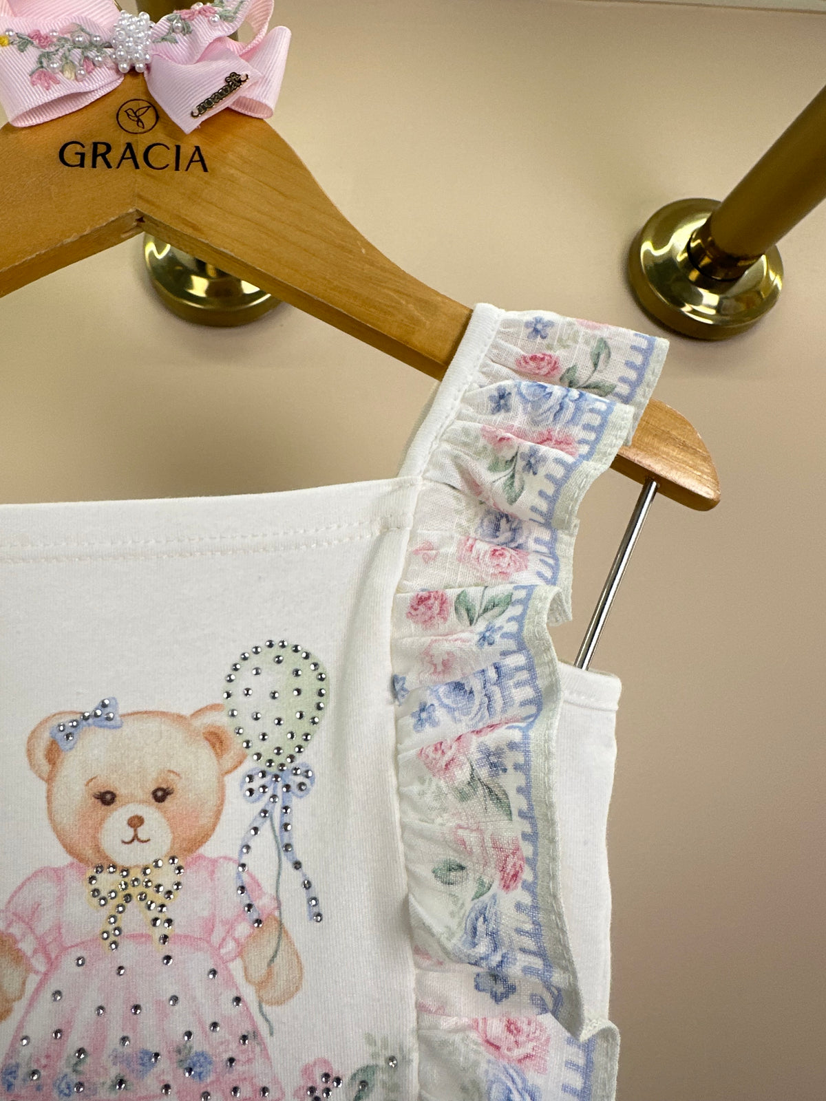 Conjunto Infantil Blusa Ursinha Babadinhos e Shorts Estampa Florais - Petit Cherie