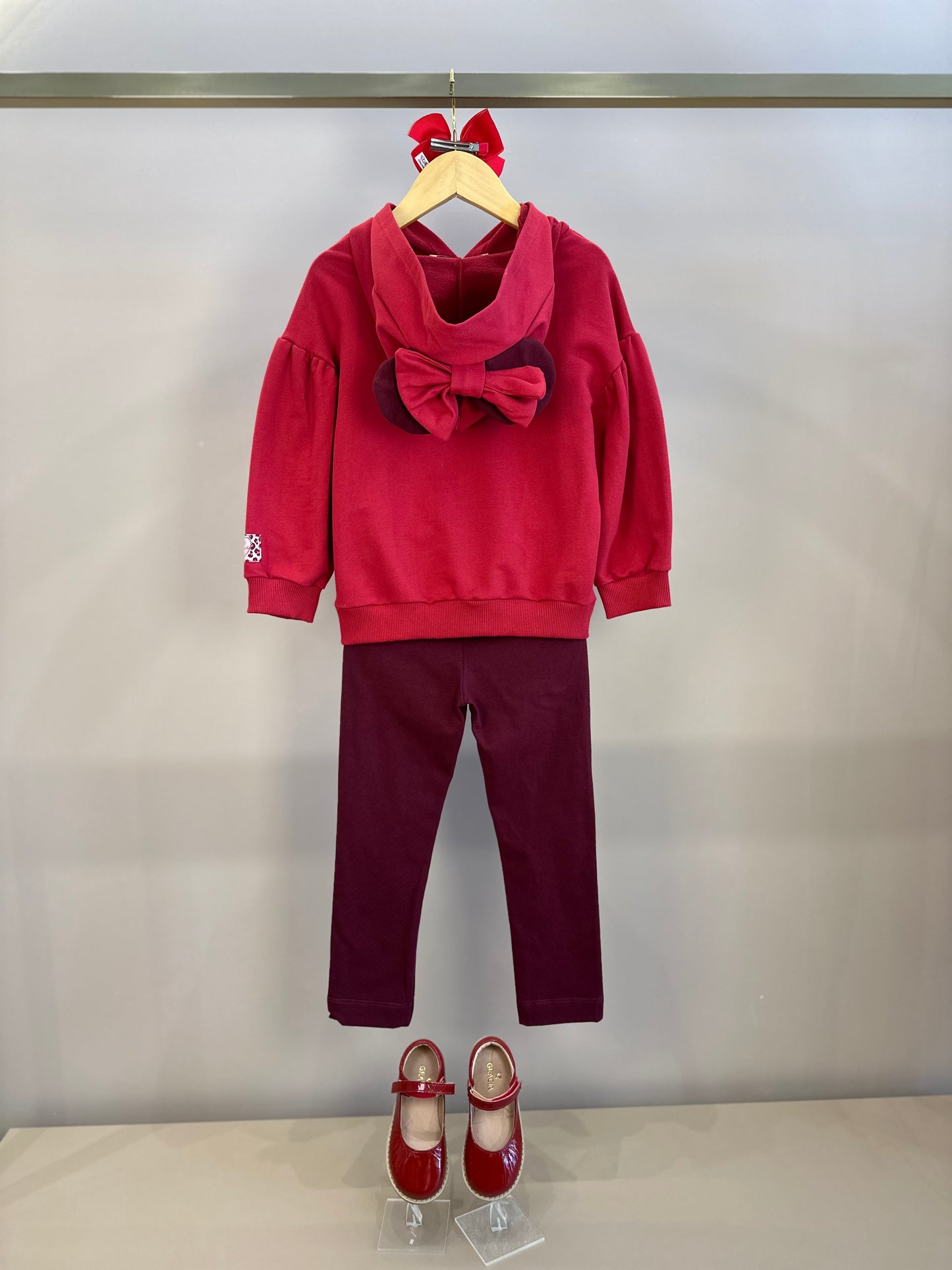 Conjunto Infantil Casaco Capuz e Orelha Minnie e Legging Cranberry - Animê