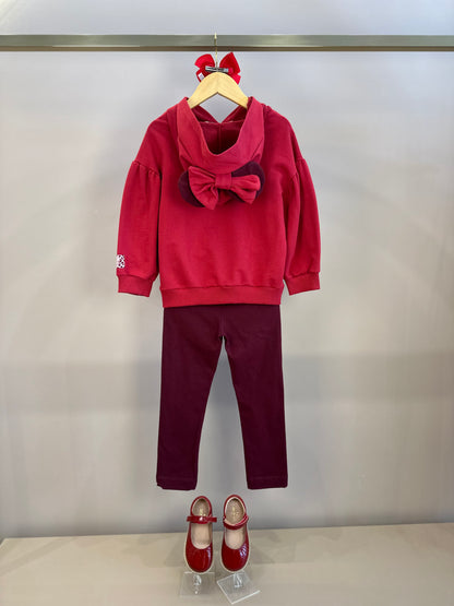 Conjunto Infantil Casaco Capuz e Orelha Minnie e Legging Cranberry - Animê