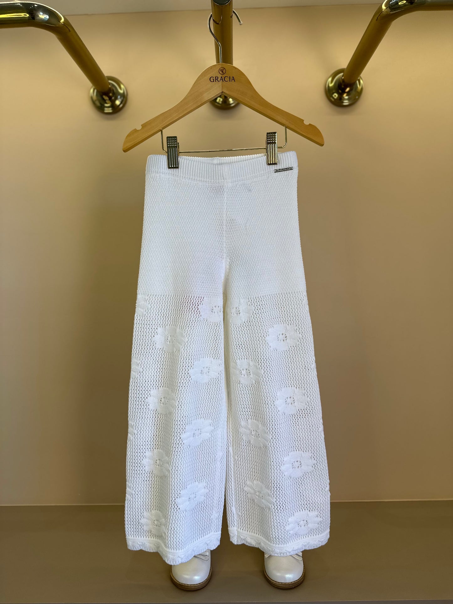 Calça Infantil Tricot Ponto Rendado Flores - Pituchinhus