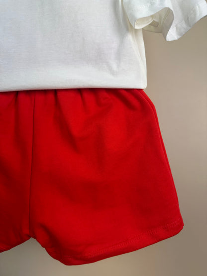 Conjunto Infantil Blusa Cherry e Shorts Saia Laço Lateral - Momi