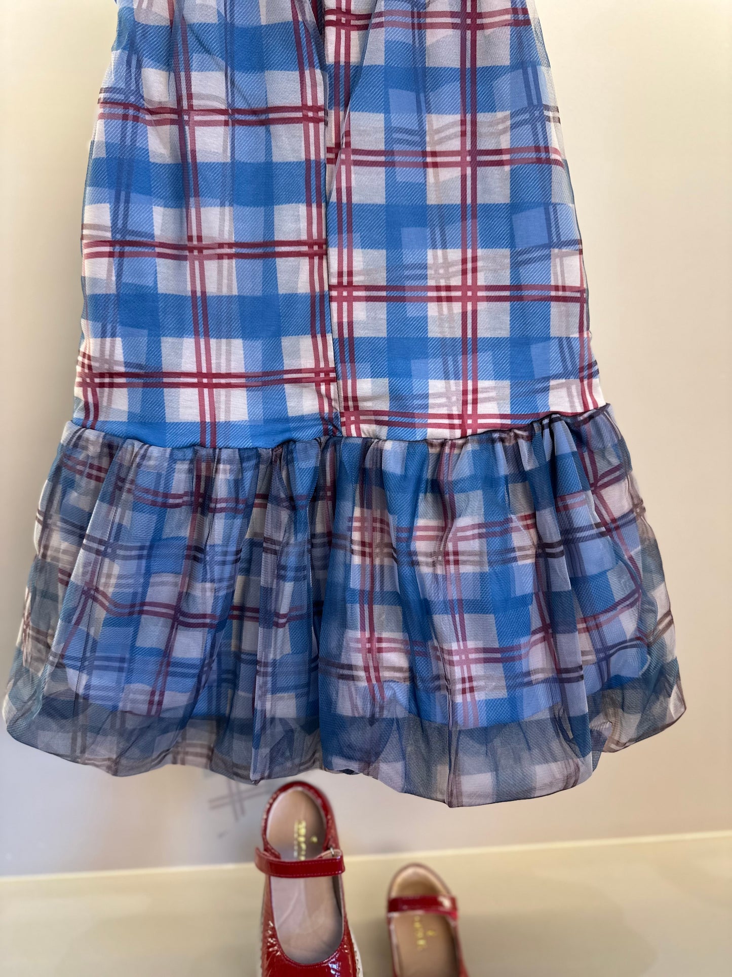 Vestido Infantil Tule Balonê Tartan Xadrez - Animê
