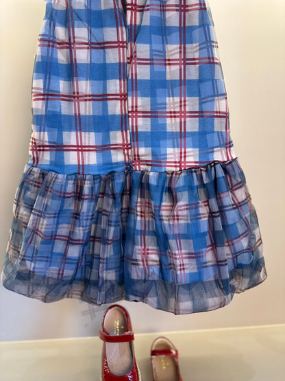 Vestido Infantil Tule Balonê Tartan Xadrez - Animê