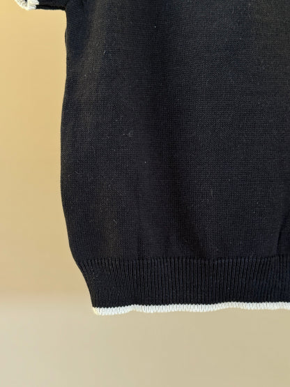 Blusa Infantil Tricot Maxi Laço Bordado Pérolas e Cristais Preta - Pituchinhus