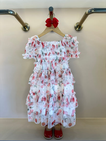 Vestido Infantil Rodado Tule Cerejinha - Luluzinha
