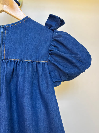 Vestido Infantil Jeans Aplicação Laços - Luluzinha