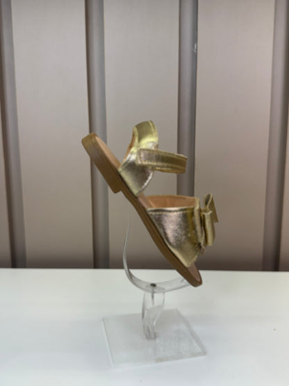 Sandália Infantil Manu Laço Velcro Dourada - Gracia