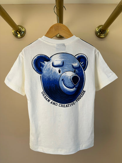 Camiseta Infantil MC Branca com Faixa Lateral Azul - Youccie