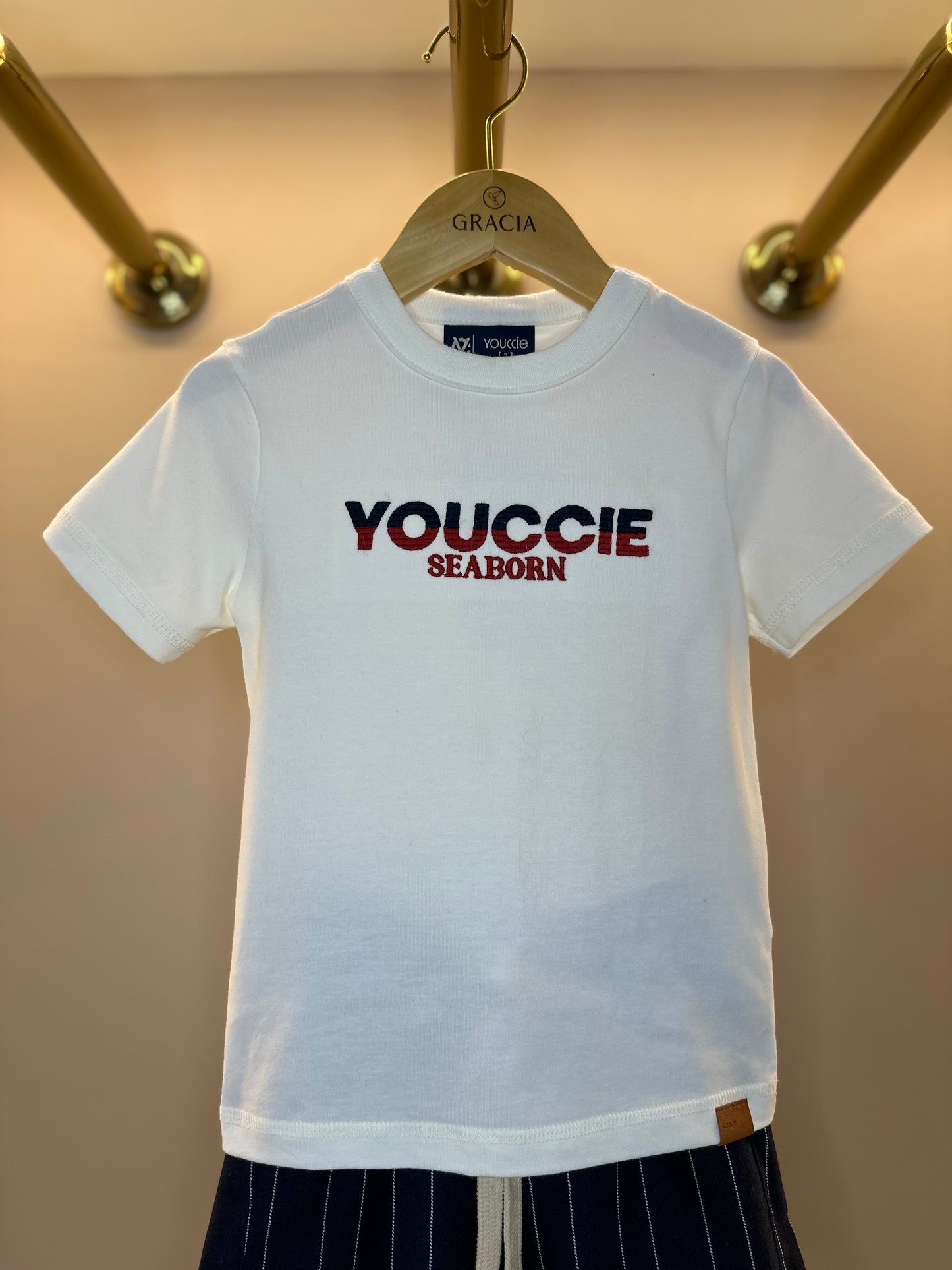 Conjunto Infantil T-shirt Seaborn e Bermuda Listrada - Youccie