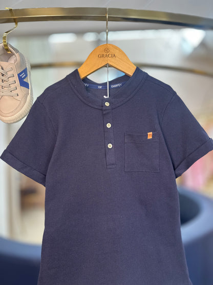 Conjunto Infantil Camisa Marinho e Bermuda de Sarja - Charpey