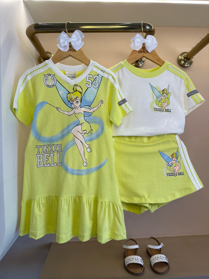 Conjunto Infantil Blusa Tinker Bell e Shorts-Saia Verde Melão - Animê
