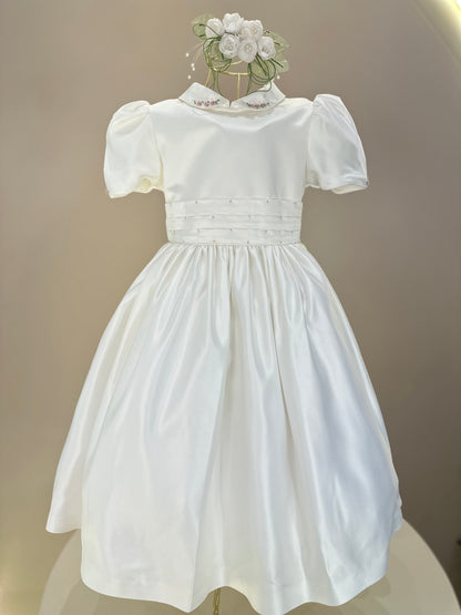 Vestido Infantil Bordados Rococó Francês Off White - Mio bebê