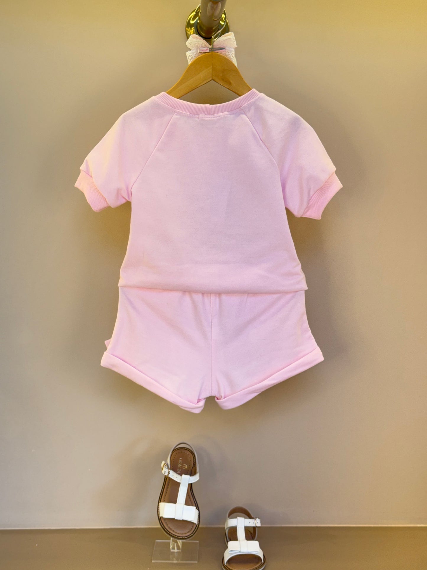 Conjunto Infantil Blusa e Shorts Comfy com Laços Rosa - Gabriela Aquarela