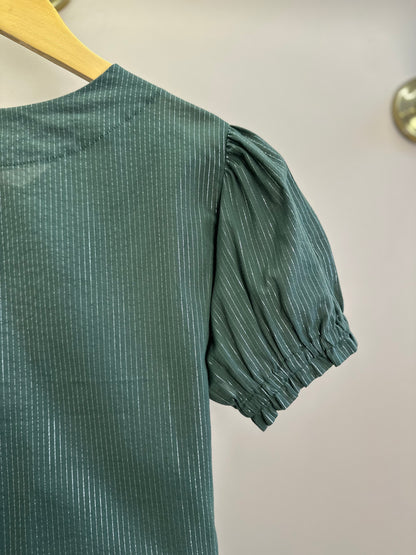 Conjunto Teen Blusa e Shorts Voil Lurex Verde Oliva - Two In