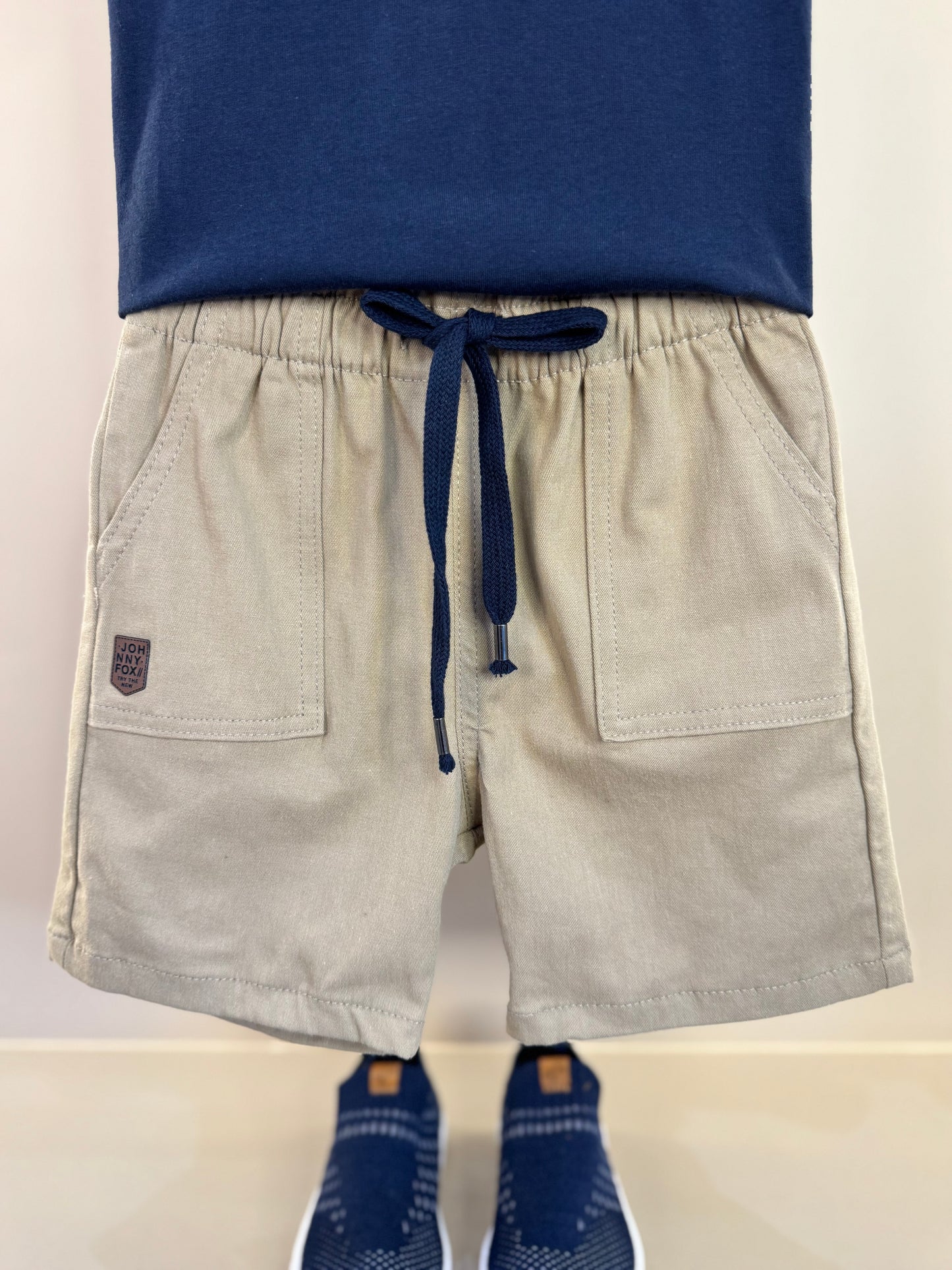 Conjunto Infantil Camiseta Algodão Marinho e Bermuda Sarja Girassol Marinho - Little Johnny