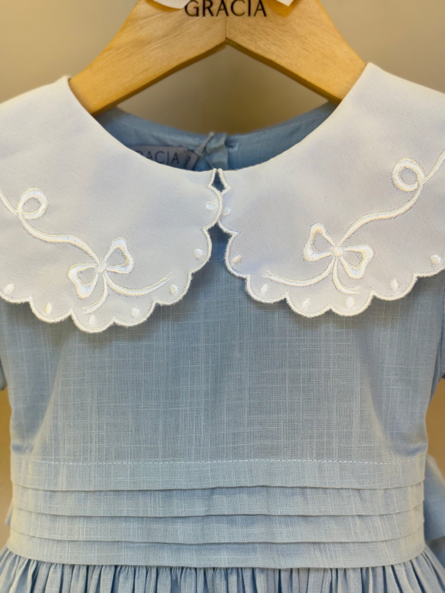 Vestido Infantil Clássico Algodão Glória Cambraia Orgânica Azul -  Gracia