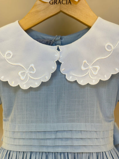 Vestido Infantil Clássico Algodão Glória Cambraia Orgânica Azul -  Gracia