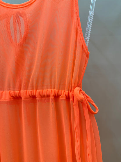 Vestido Infantil Tule Larissa Laranja Fluor - Siri Kids