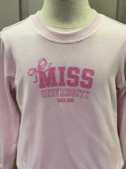 Conjunto Infantil Moletom S Felpa Blusa ML e Calça Miss University Rosa Claro - Beabá