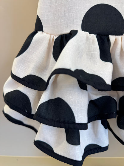 Vestido Infantil Trapézio Babado Bolinha Branco - Luluzinha