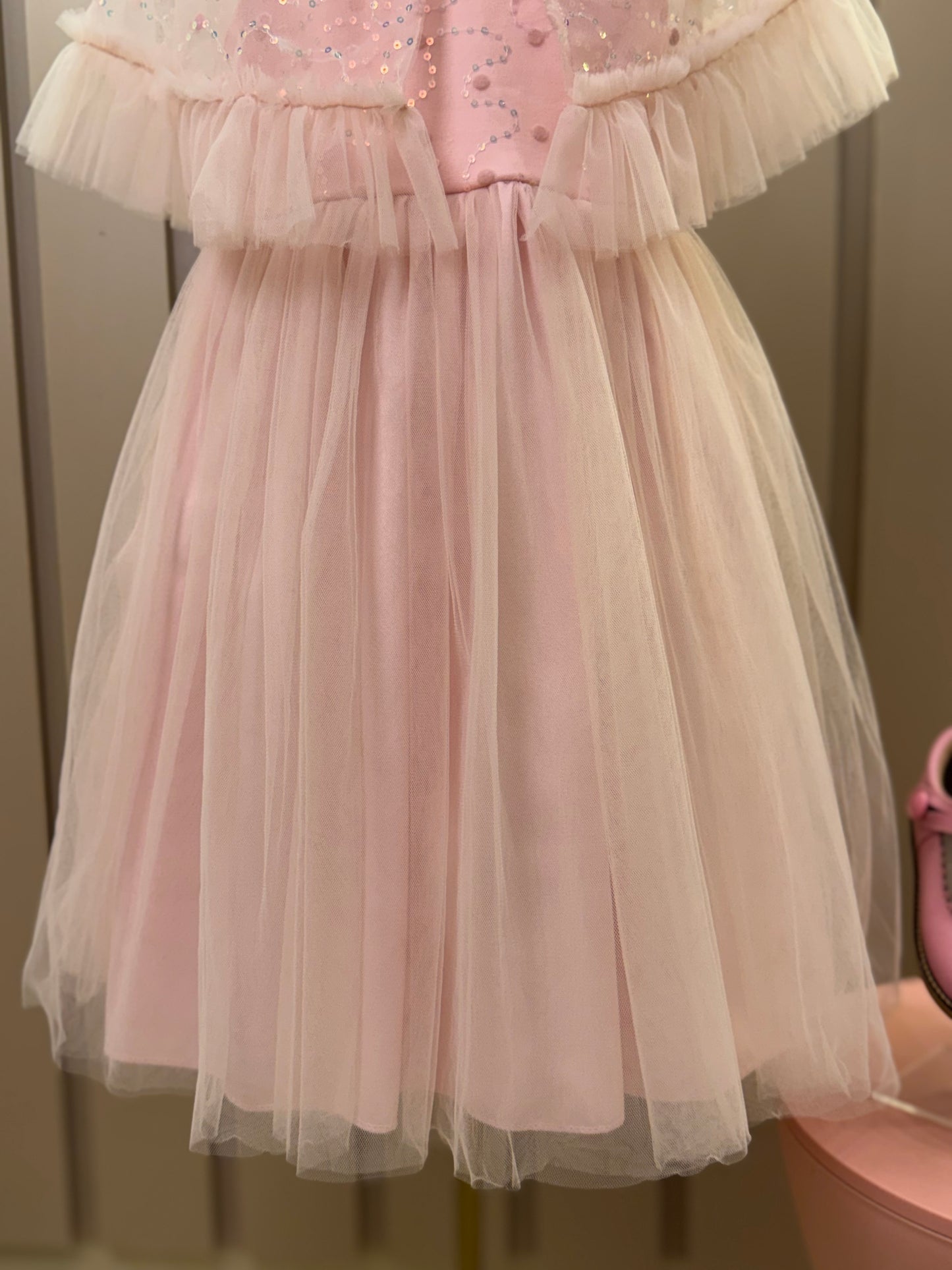 Vestido Infantil Festa com Capa Tule Bordado Rosa - Petit Cherie