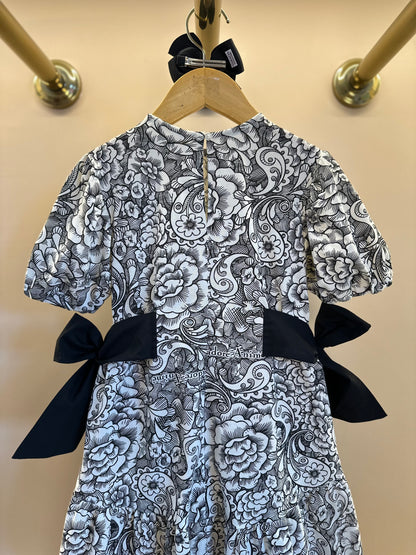 Vestido Infantil Floral Paisley Laços Preto - Animê