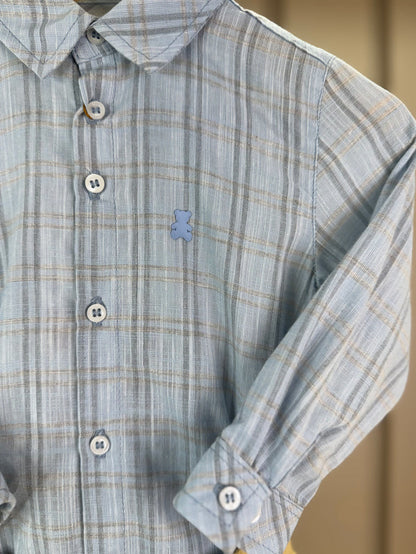 Camisa-Body Bebê Algodão Xadrez ML Azul - Dame