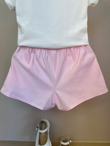 Conjunto Infantil Blusa Carrossel Shorts Babado Rosa - Petit Cherie