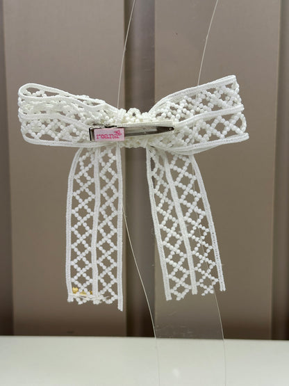 Laço Infantil Rendado Off White Alice - Roana