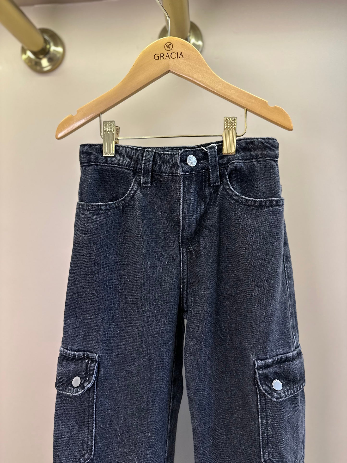 Calça Infantil Wide Leg Jeans Bolso Lateral  - Um Mais Um