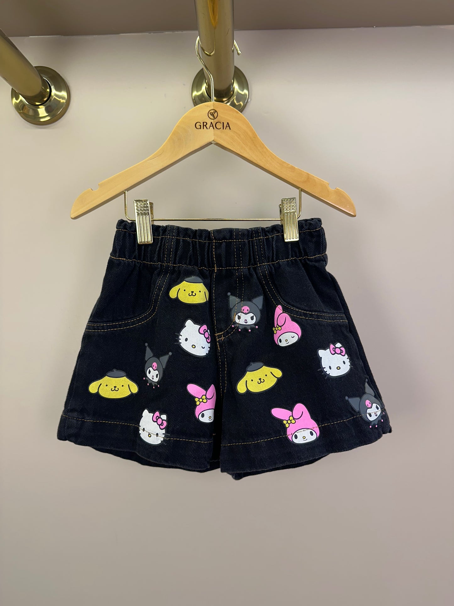 Shorts-Saia Infantil Jeans Hello Kitty and Friends - Momi
