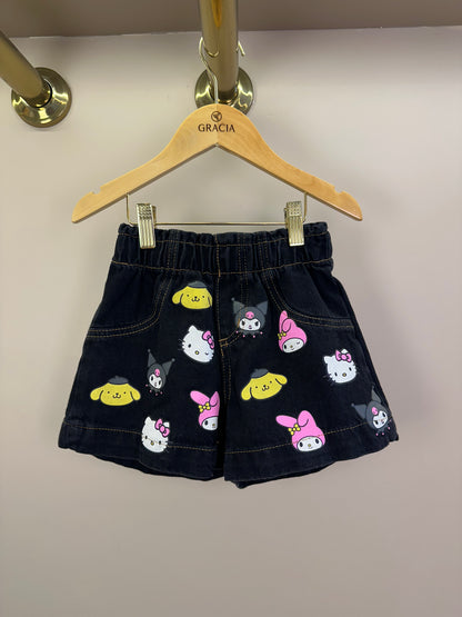 Shorts-Saia Infantil Jeans Hello Kitty and Friends - Momi