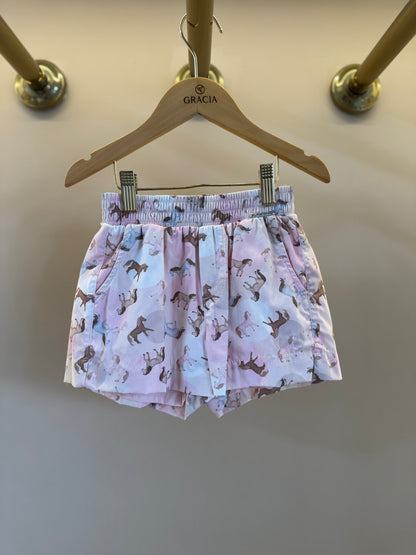Shorts Infantil Algodão Cavalinhos Rosa - Pituchinhus