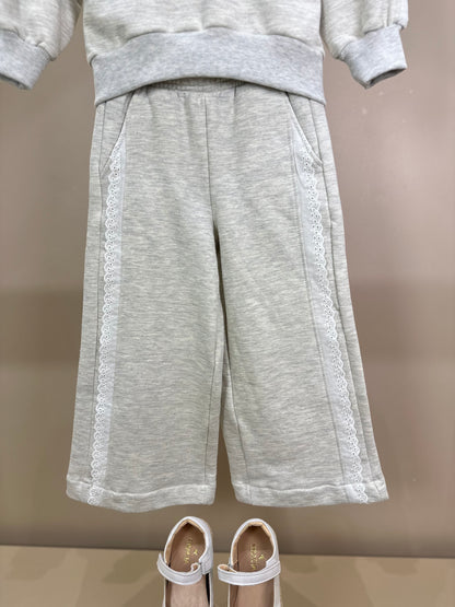 Conjunto Infantil Moletom Mescla Casaco Gola Tricot Good Luck Cavalinho e Calça Reta Broderi - Pituchinhus