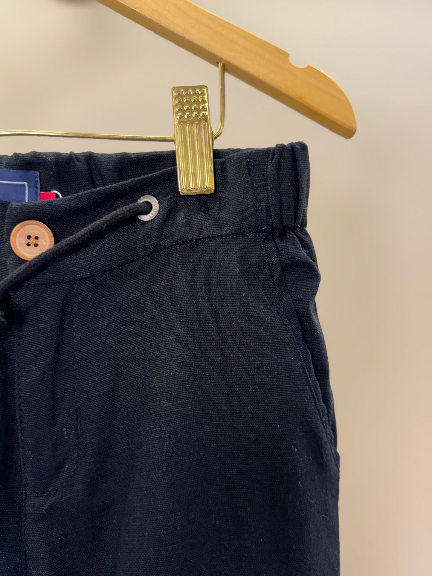 Calça Infantil Linho Cordão Preta - Dudes