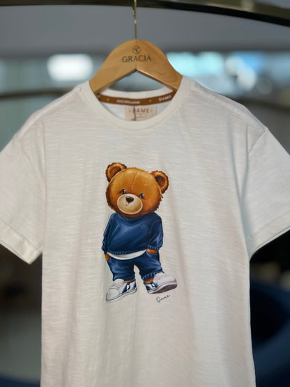 Camiseta Infantil Tedy Hoodie Off White - Dame