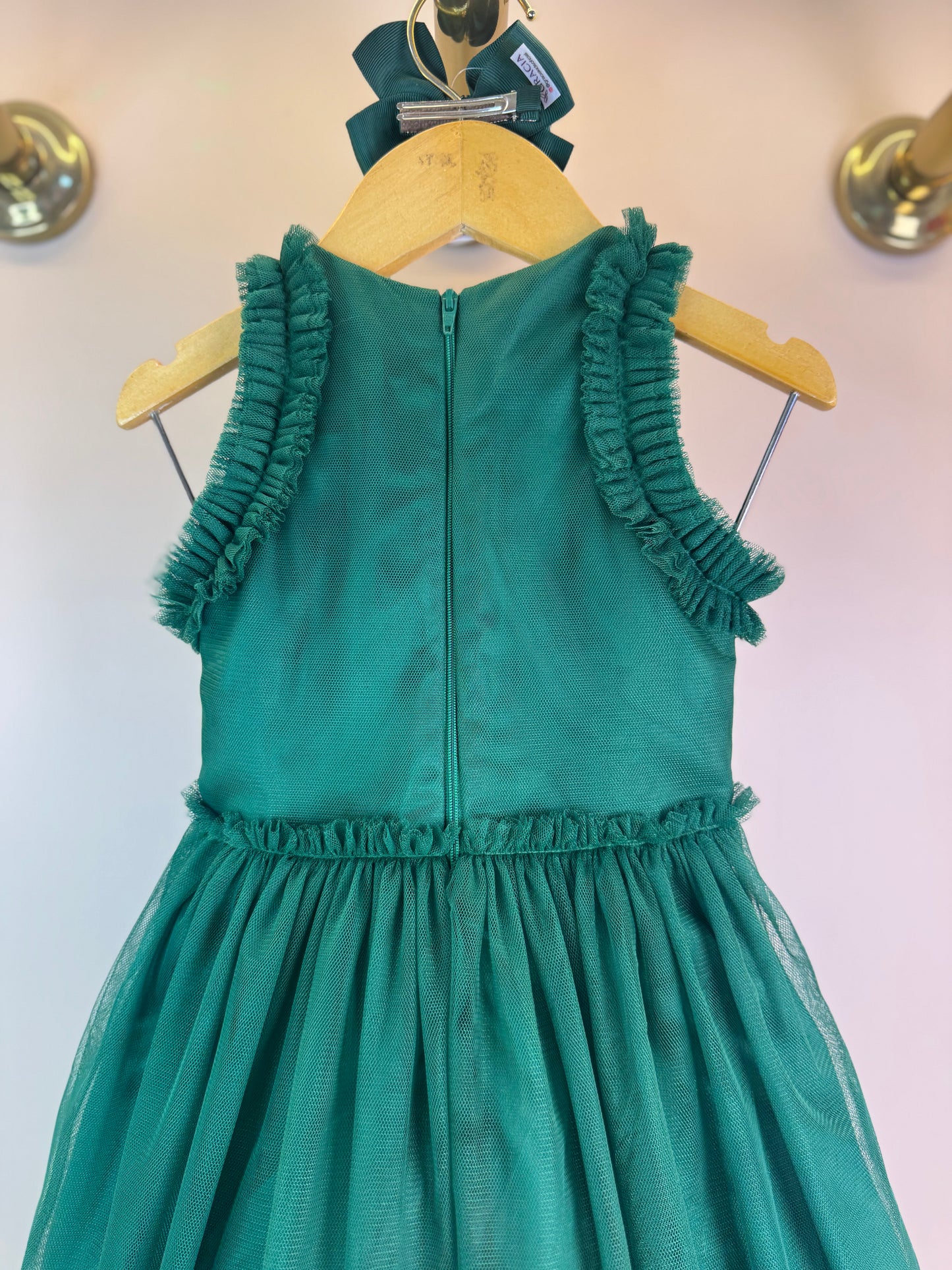 Vestido Infantil Tule Esmeralda com Paetês - Petit Cherie