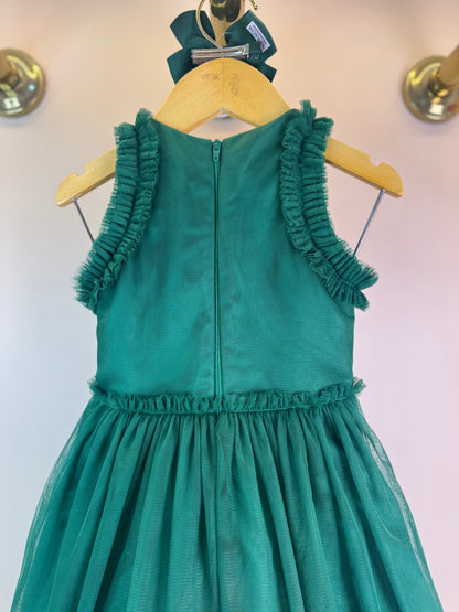 Vestido Infantil Tule Esmeralda com Paetês - Petit Cherie