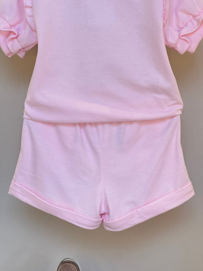 Conjunto Infantil Blusa e Short Comfy com Ursinhos Rosa - Gabriela Aquarela