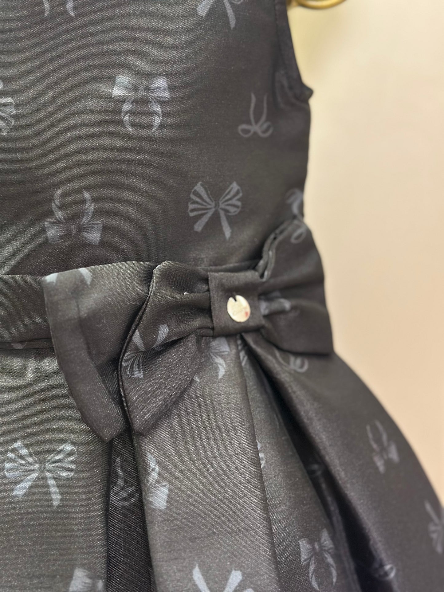 Vestido Infantil Festa Preto Estampa Lacinhos - Mon Sucré