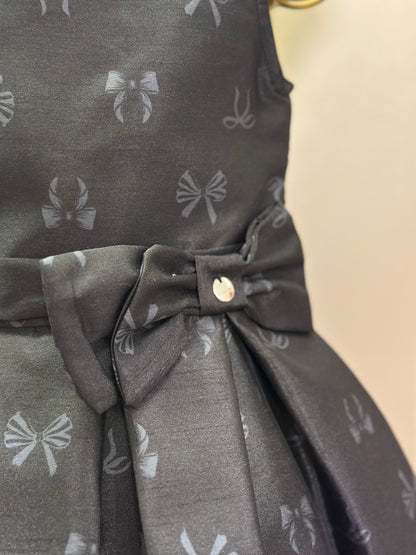 Vestido Infantil Festa Preto Estampa Lacinhos - Mon Sucré