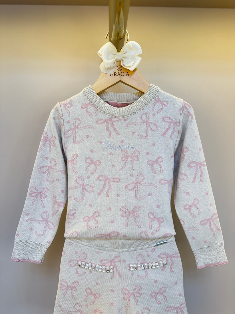 Blusa Infantil Tricot Jacquard Multi-laços Ninive - Pituchinhus