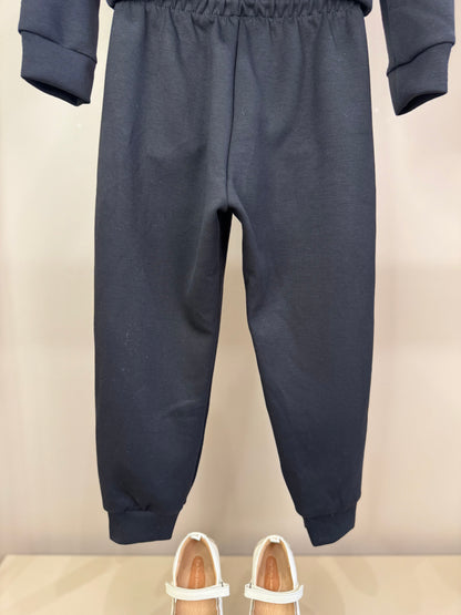 Conjunto Infantil Blusão Boxy Lacinhos Strass e Calça Jogger Tecnonew Preto - Infanti