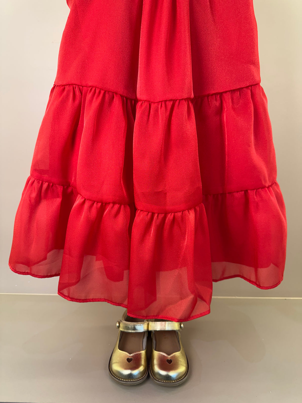 Vestido Infantil Bordado Alça Fina Vermelho - Petit Cherie